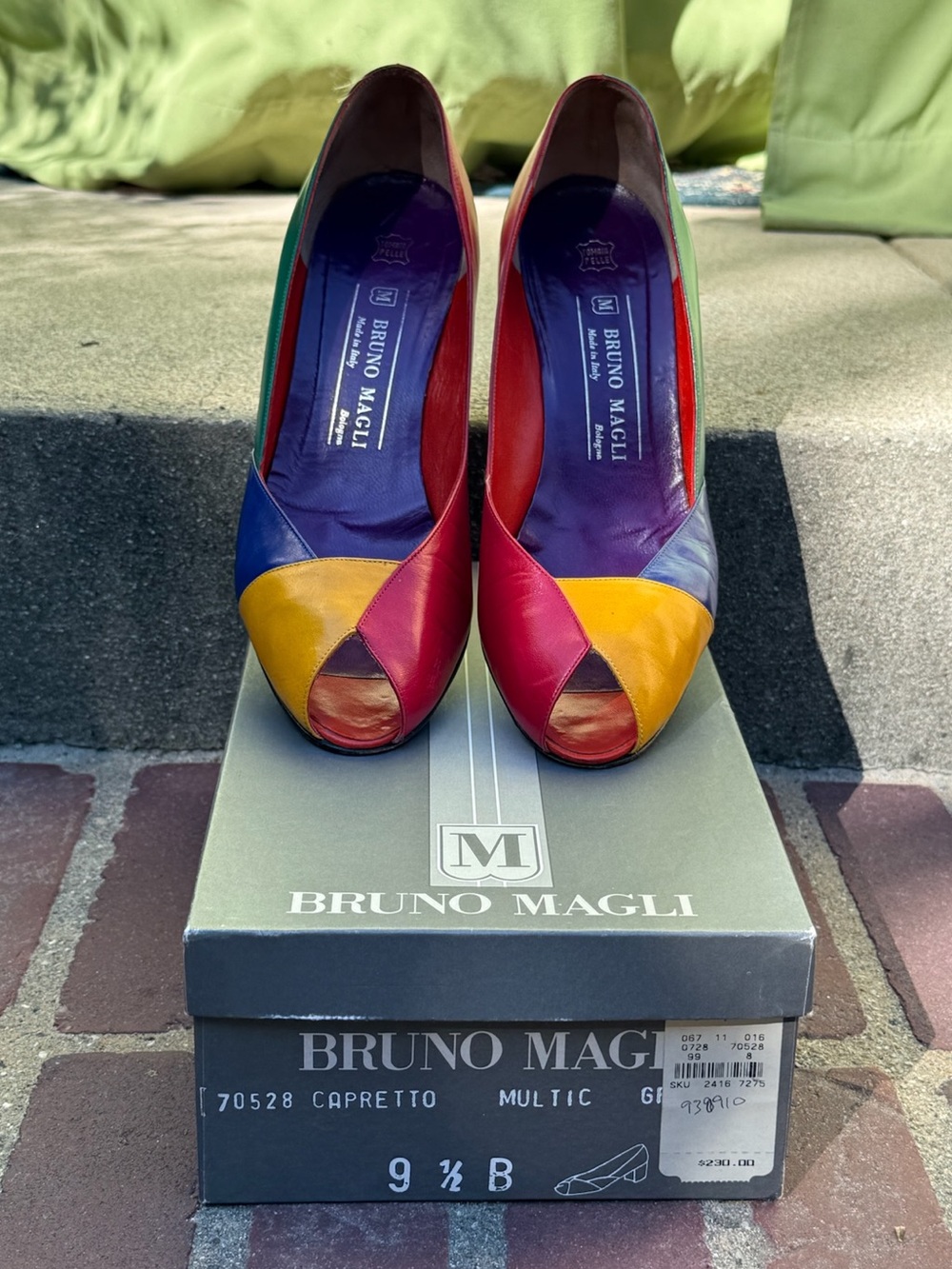 Bruno Magli vintage  "Capretto" colorblock pumps - Size 9.5B